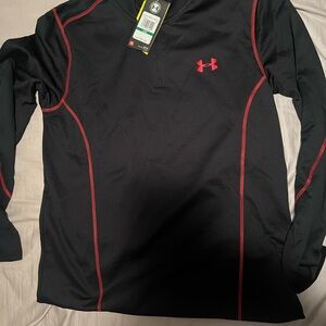 Under Armour Men's Black Quarter Zip with Red Accents